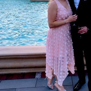 Pink flutter detail cocktail dress size 6 wedding guest dress